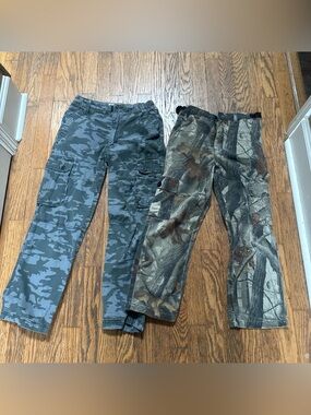 Magellan Outdoors Kids Camo pants - Gray & Brown Camouflage 12 and 8/10